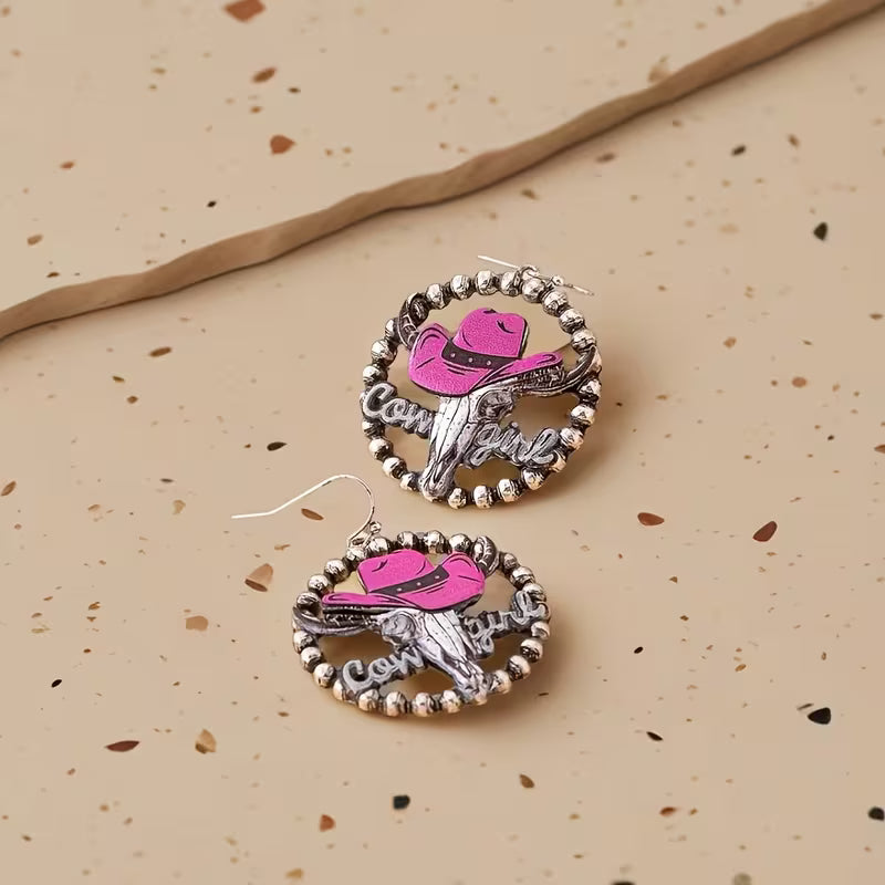 Pink Cowgirl Statement Earrings