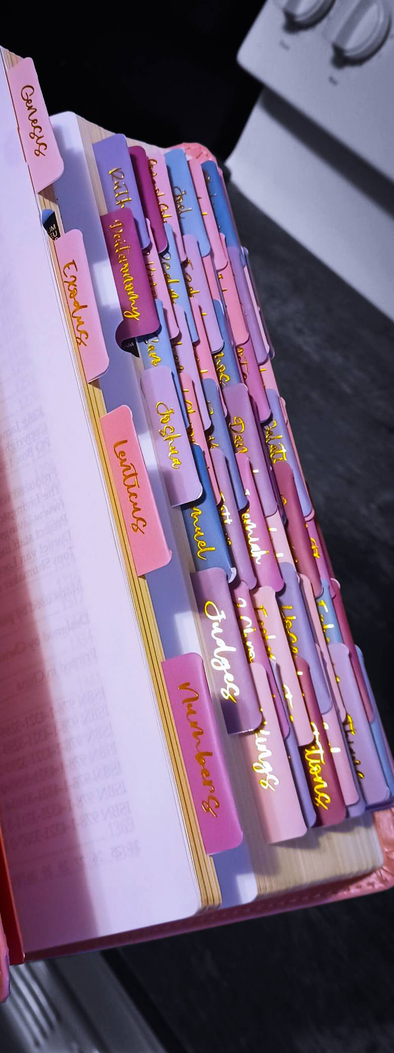π Pink Faux Leather Giant Print King James Version Bible (with Rose Gold Laminated Tabs)