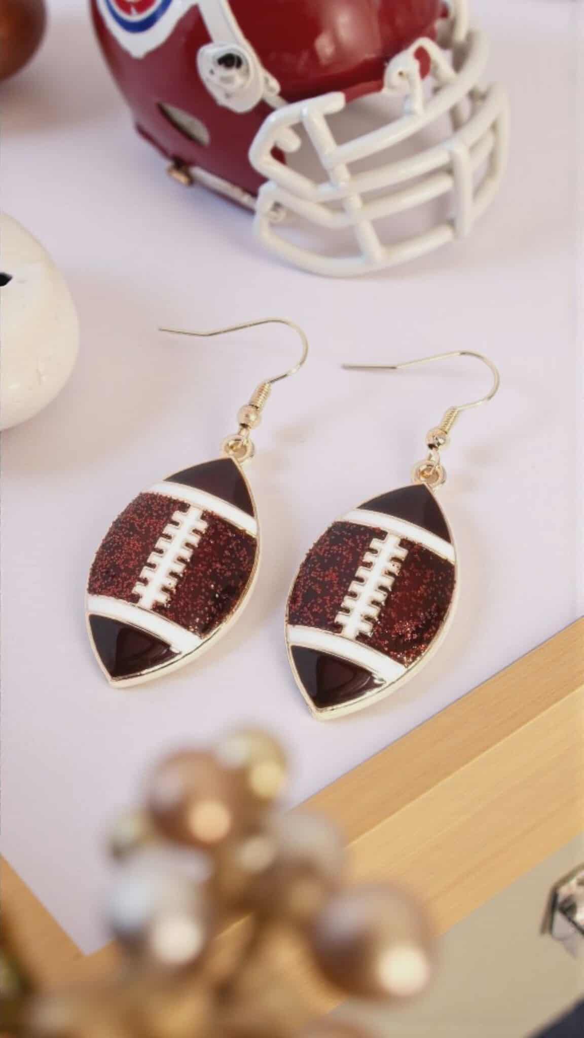 Football Facade Statement Earrings – Bold Game Day Style ~ READY TO SHIP