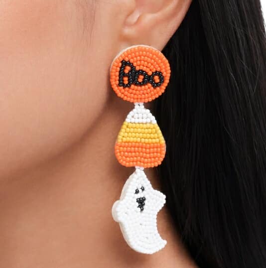 SPOOKtacular Sashay “Multi Boo” Sead Beed Earrings – Fun Halloween Accessory ~ READY TO SHIP