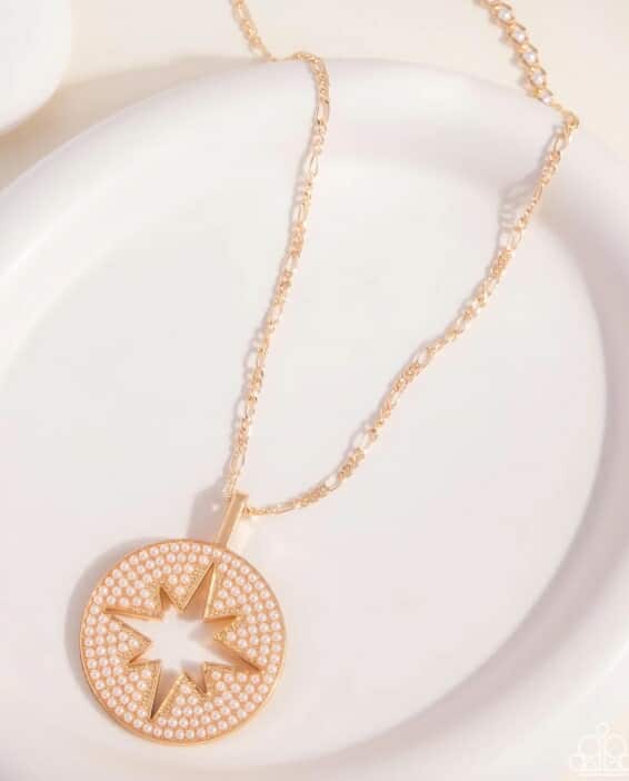 β¨ North Star Pendant Necklace β Gold with Dazzling Crystal Detailing β¨