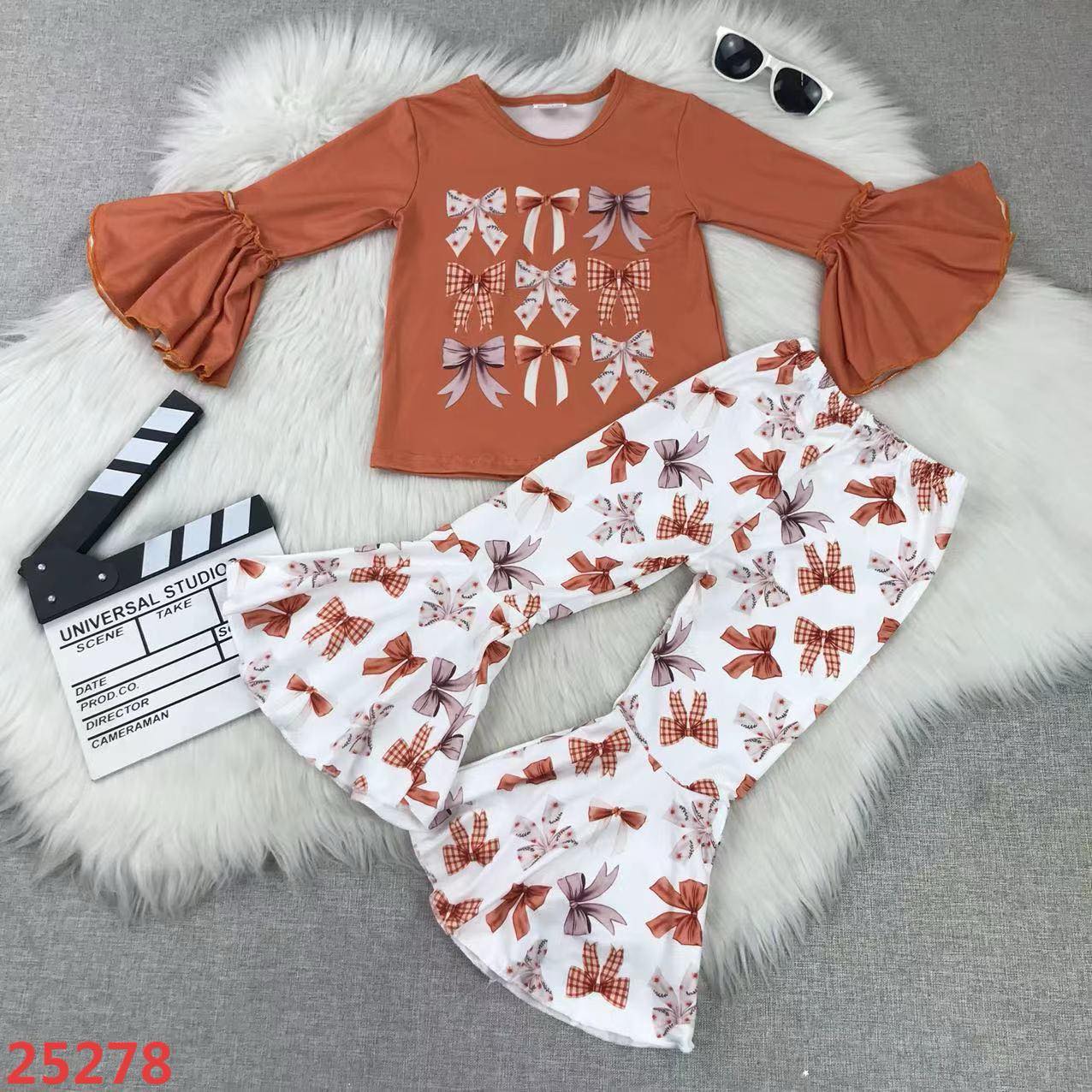 π Autumn Bow Babeβ Bell Sleeve & Bell Bottom Set β Girls Outfit π