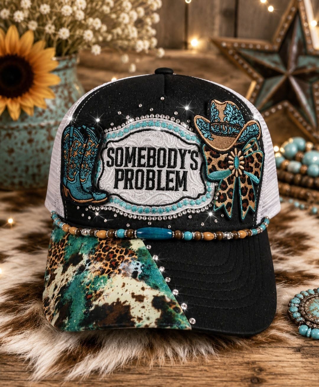 Somebody's Problem Turquoise Trucker Hat