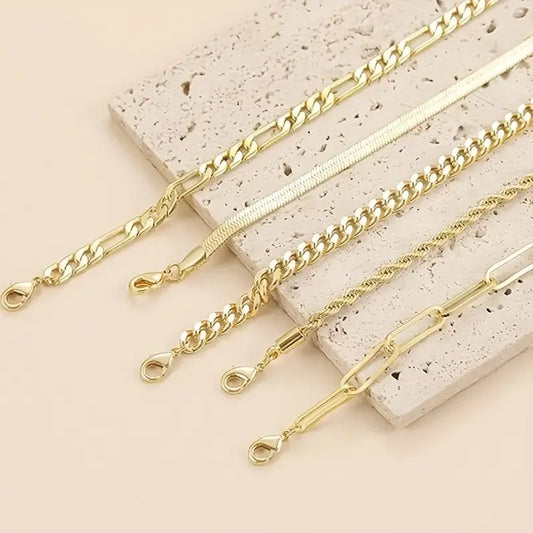 5 piece waterproof gold bracelet set