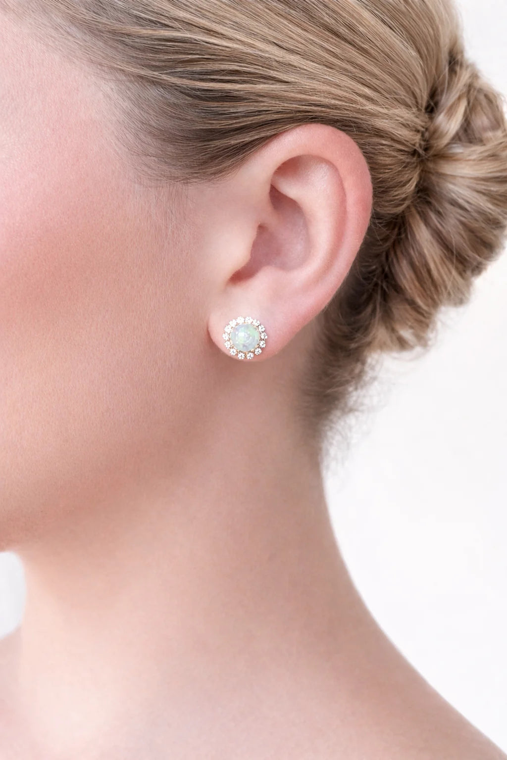 Aurora Opal Halo Stud Earrings