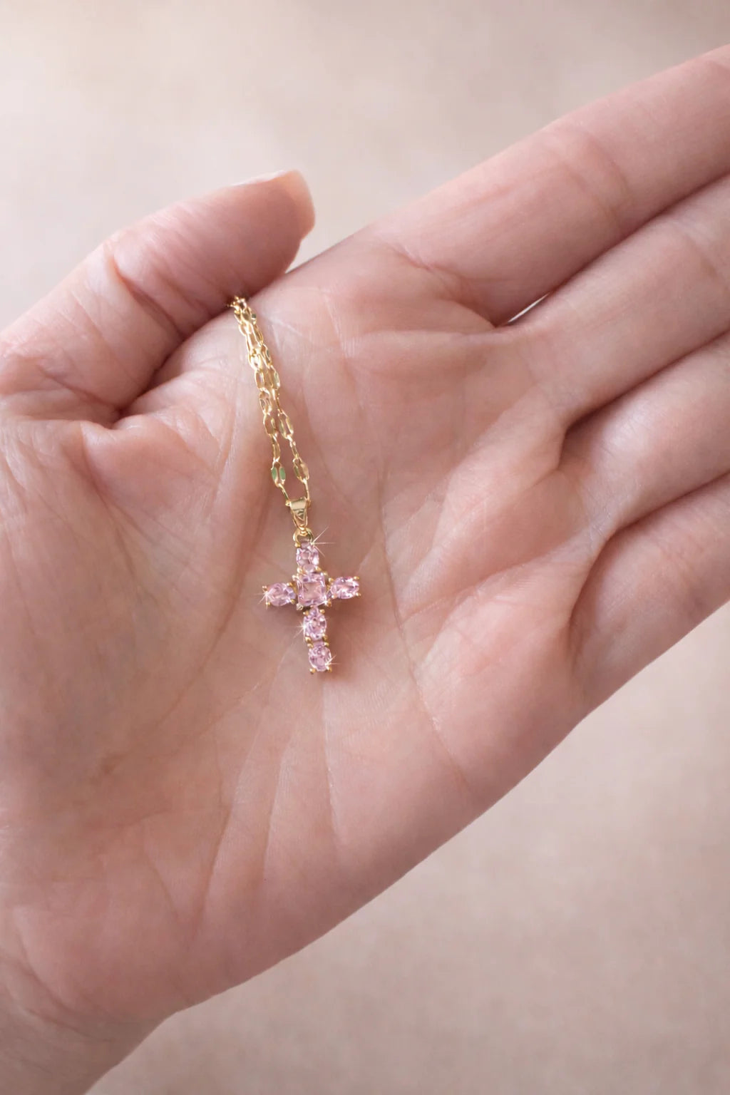 Blush Cross Pendant Necklace