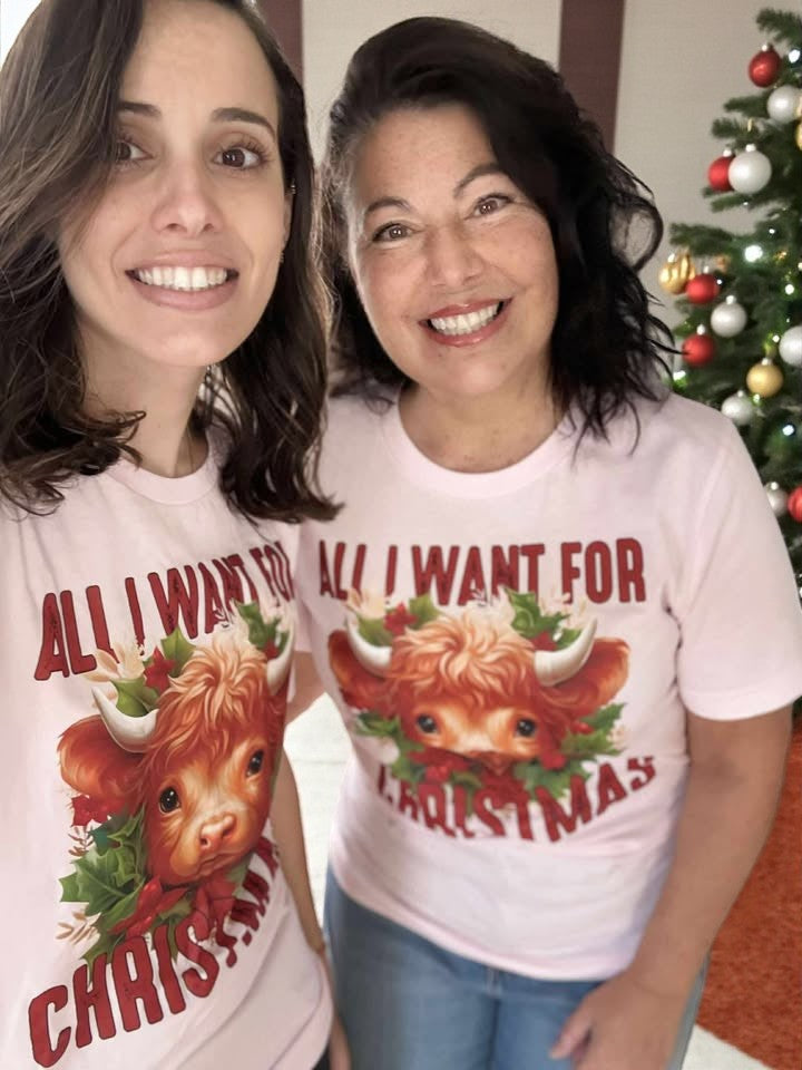 All I Want for Christmas Shaggy Cow T shirt