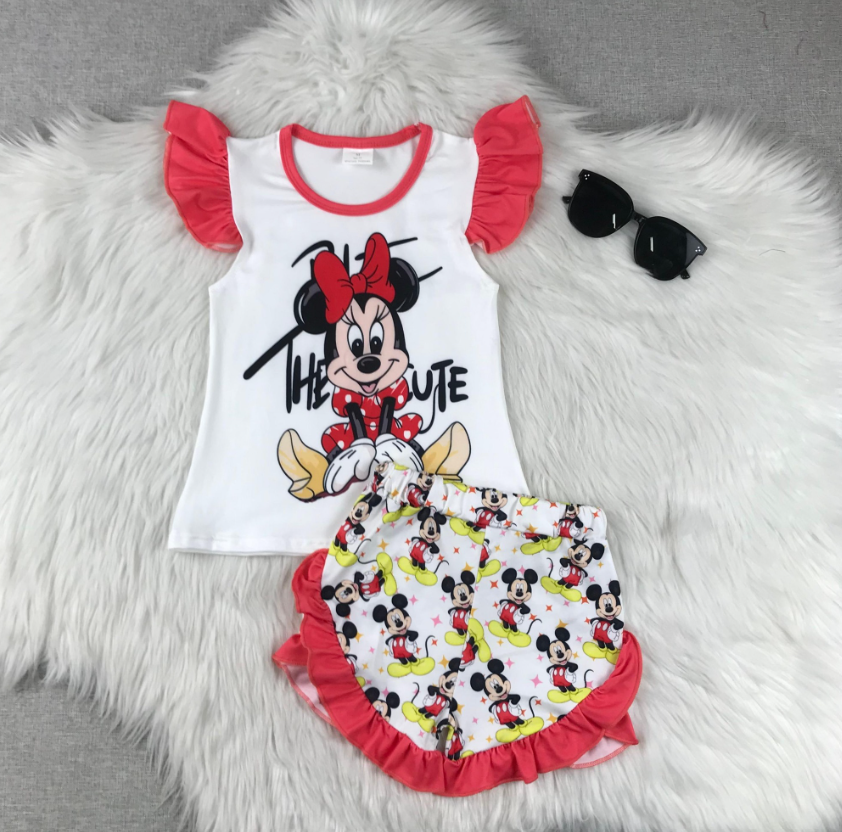 πβ€οΈ Mouse Ruffle Short Set β Boutique Girls Outfit