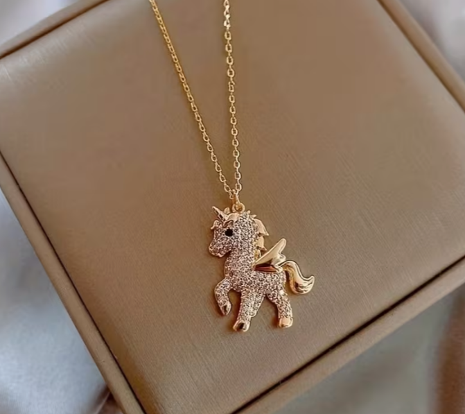 Kids Sparkle Unicorn Pendant Necklace – Available in Rose Gold & Gold