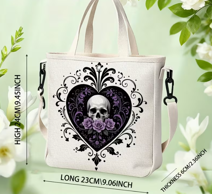 Skull Heart Tote Bag