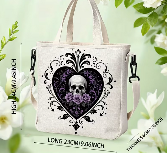 Skull Heart Tote Bag