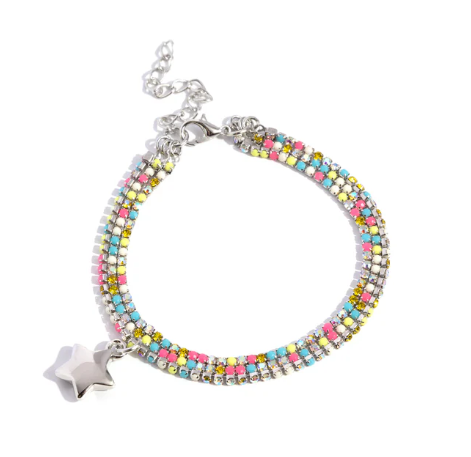 ⭐ Colorful Star Charm Bracelet – Silver Tone