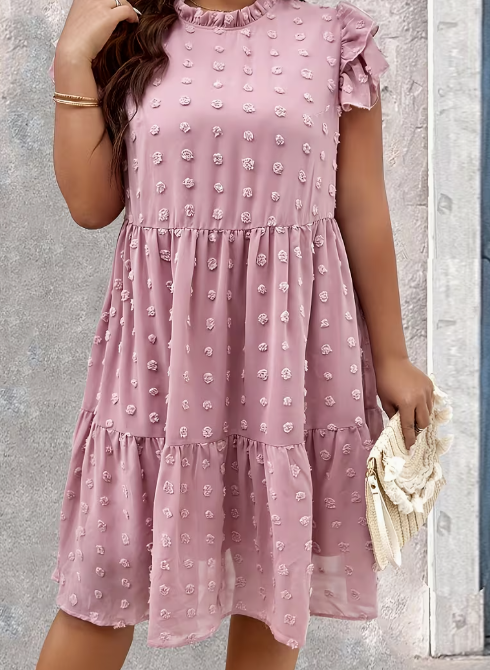 🌸 Blush Bloom Textured Dress