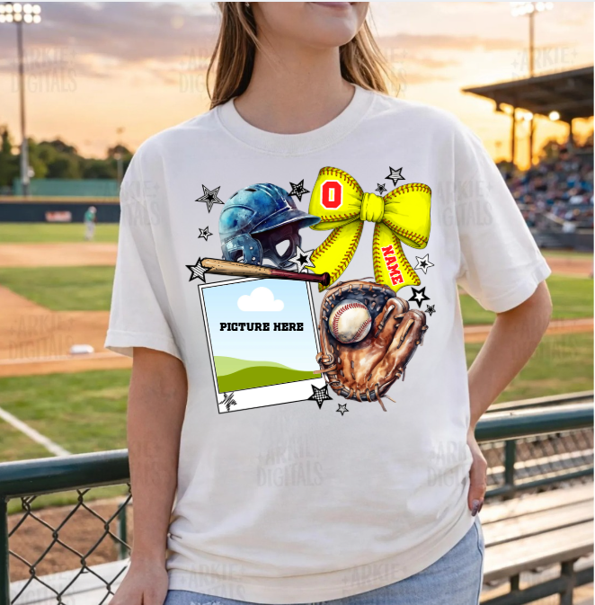 Custom Baseball / Softball Mom Photo T-Shirt – Personalized Player Shirt~ Send pic and number to scentedserenityco2024@gmail.com