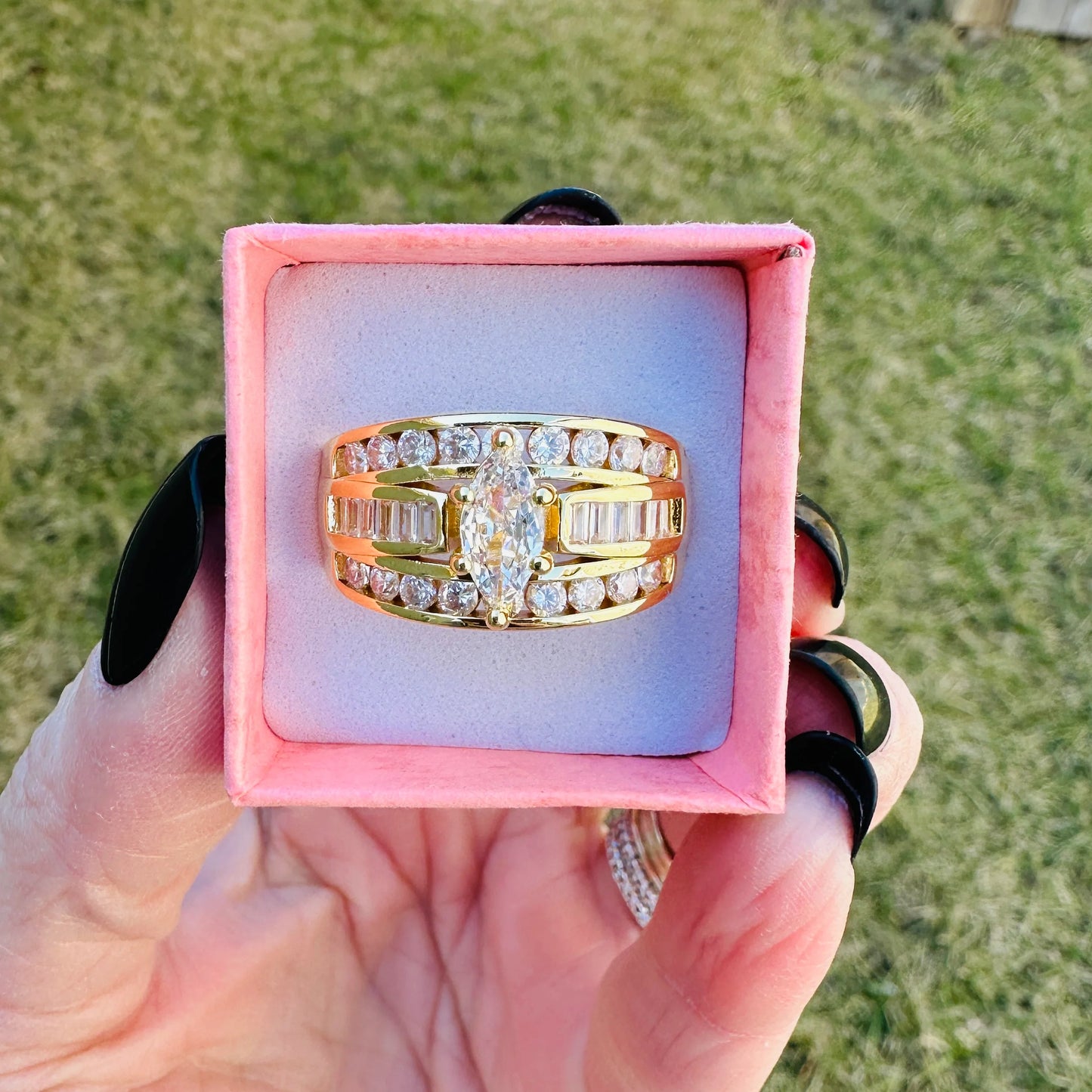 Victoria Marquise Cut Stacked Ring Gold