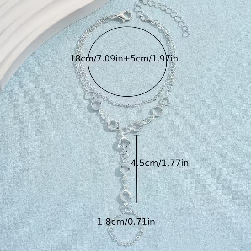 Stylish Minimalist Crystal Hand Chain | Luxurious Jewelry Accessory | Elegant Women’s Bracelet Chain