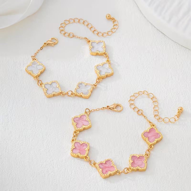 ✨Clover Cross Gold Bracelet Pink or White