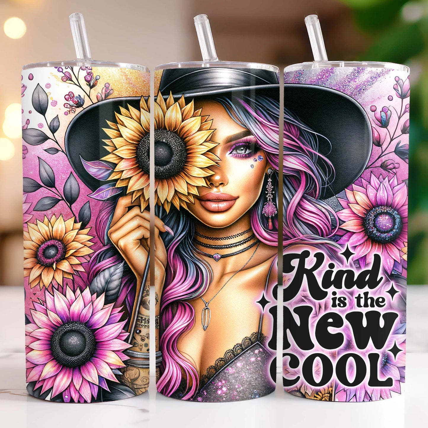 Kind Is The New Cool Sunflower 20 oz Stainless Steel Tumbler