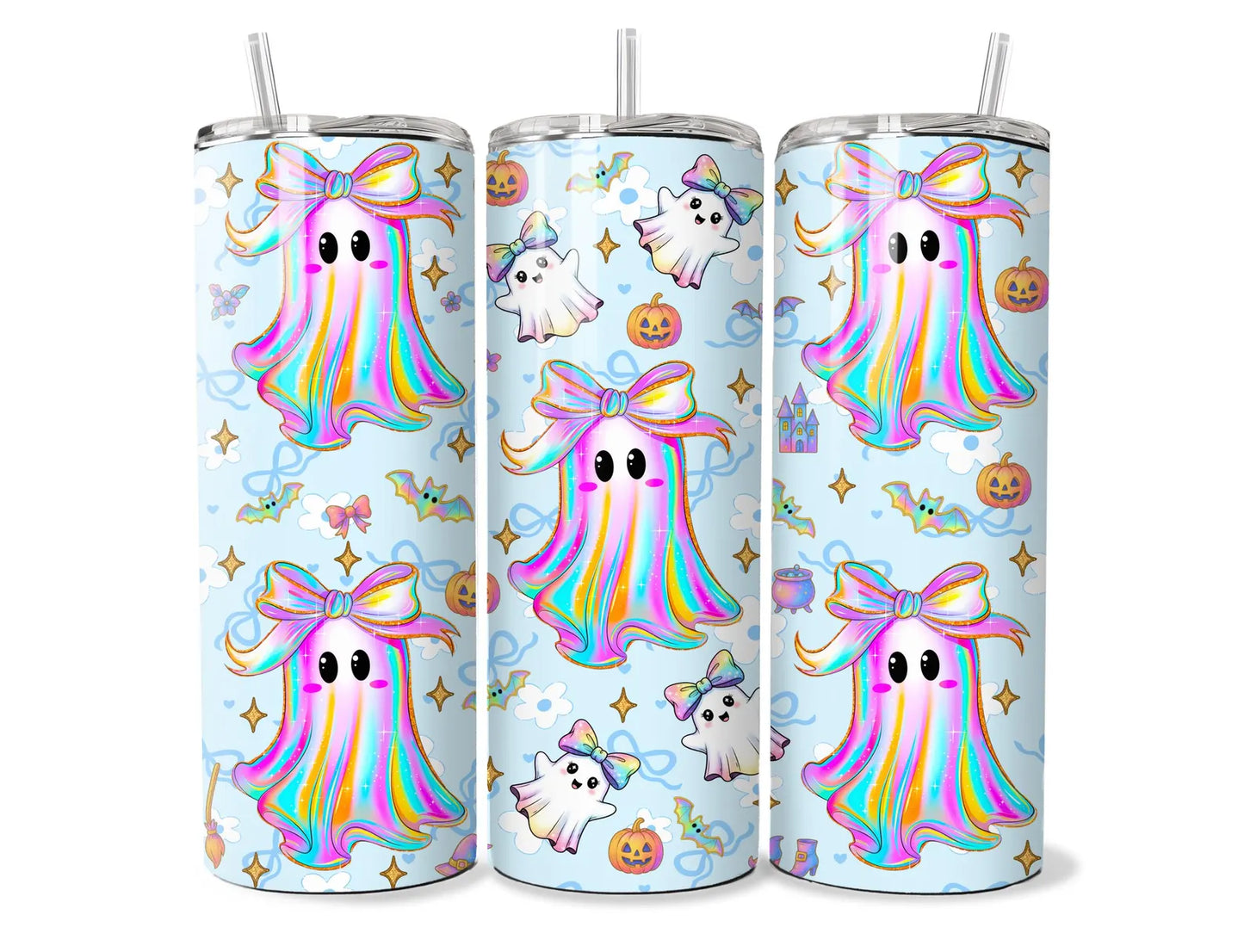 Holographic Halloween Ghost 20 oz Stainless Steel Tumbler