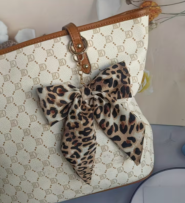 Leopard Print Purse Charm Bow