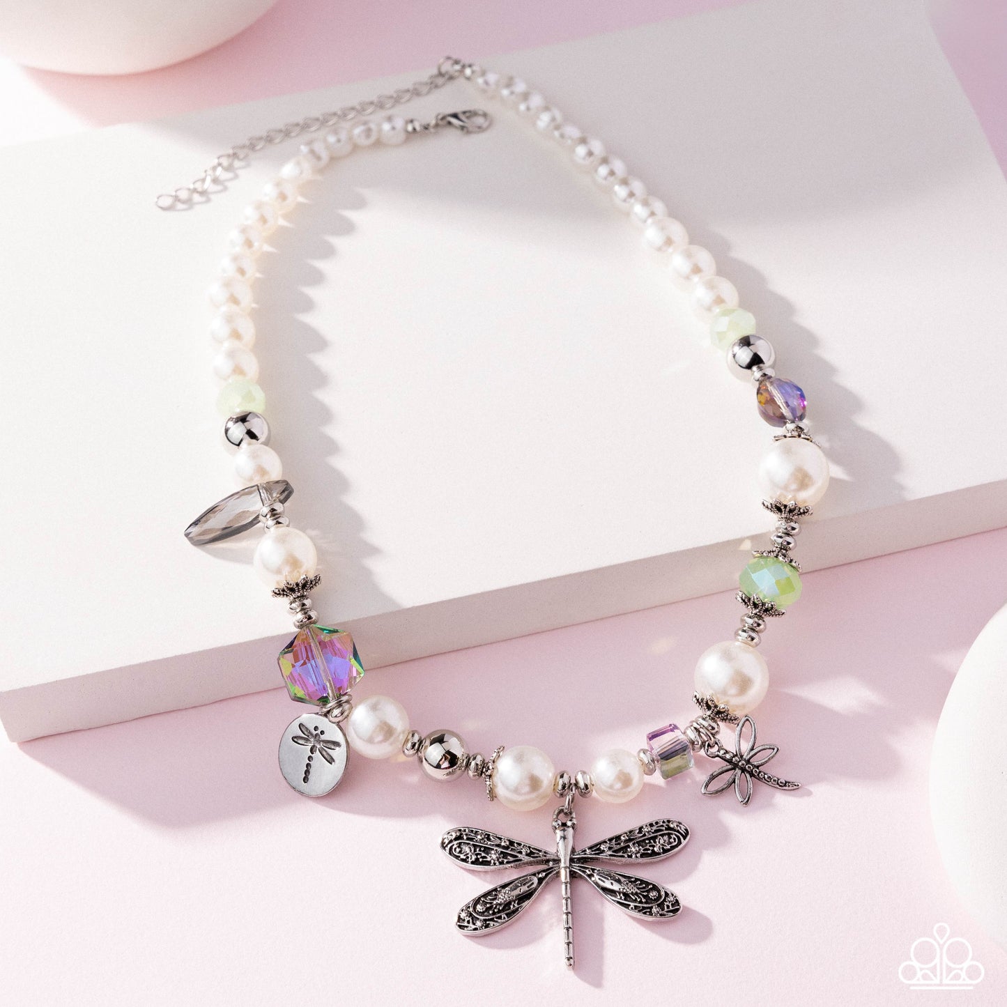Dragonfly & Pearl Charm Necklace
