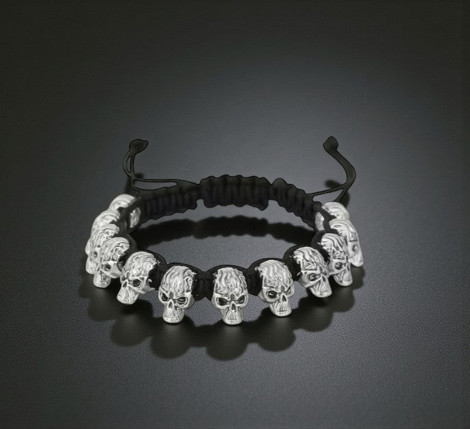 π₯ Silver Skull Charm Adjustable Bracelet