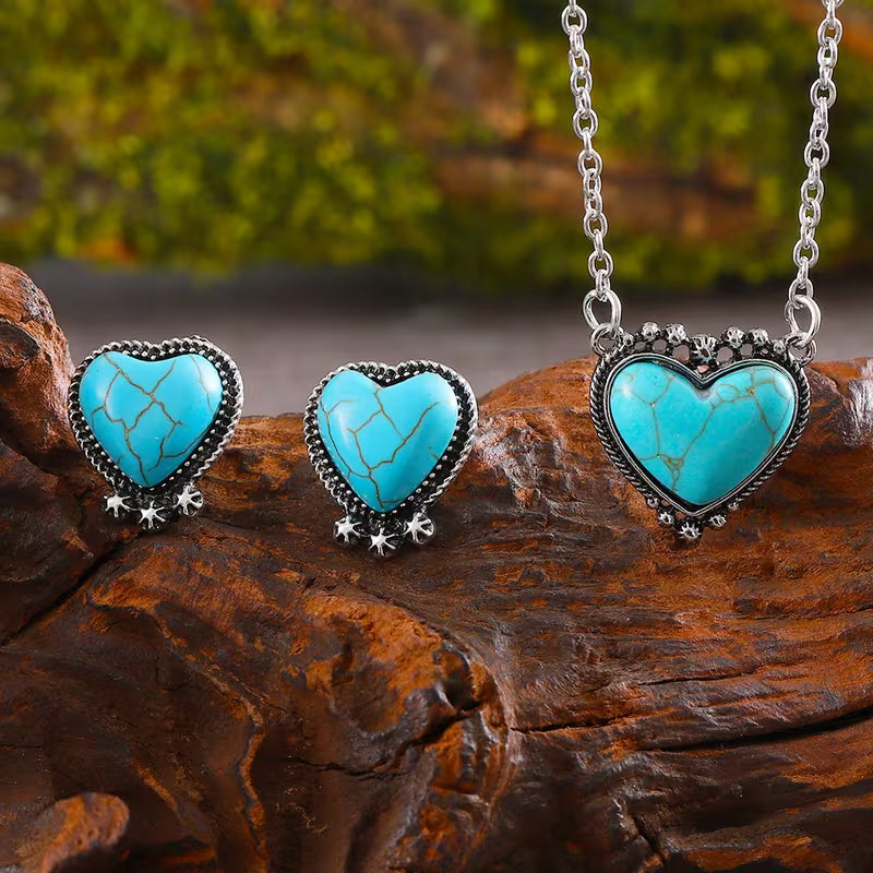 Turquoise Pendant Necklace & Earring Set