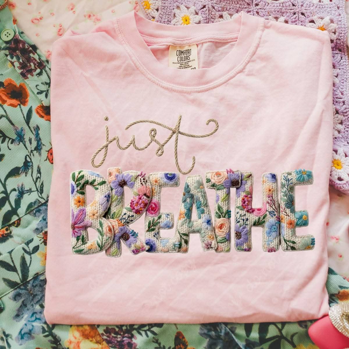 Just Breathe Faux Yarn T SHIRT