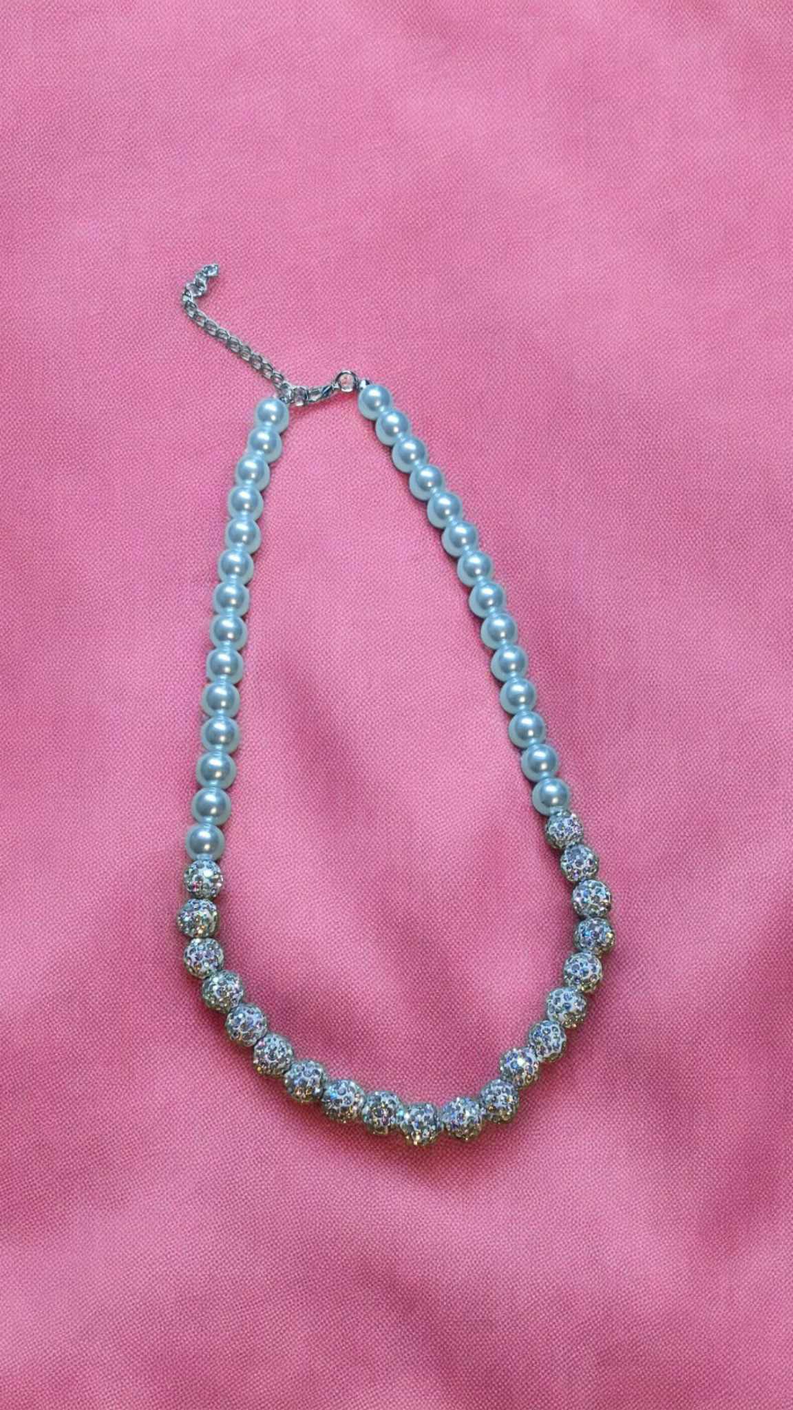 Blue Pearl & Iridescent Bling Necklace
