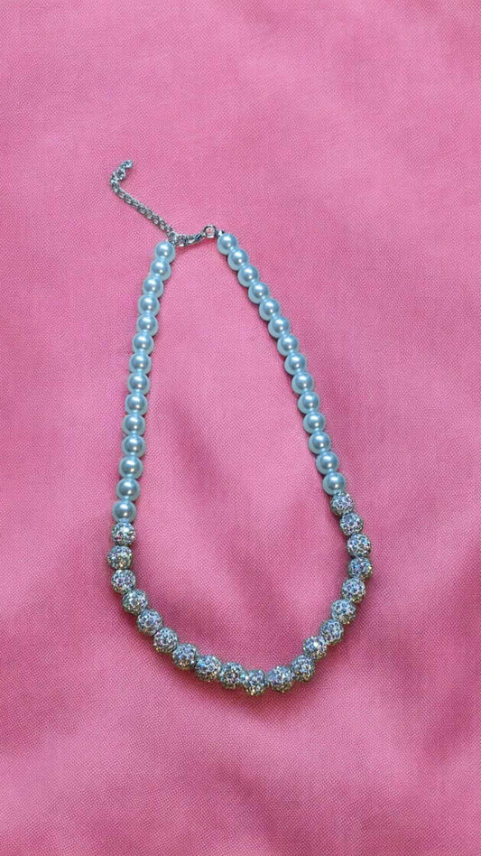 Blue Pearl & Iridescent Bling Necklace