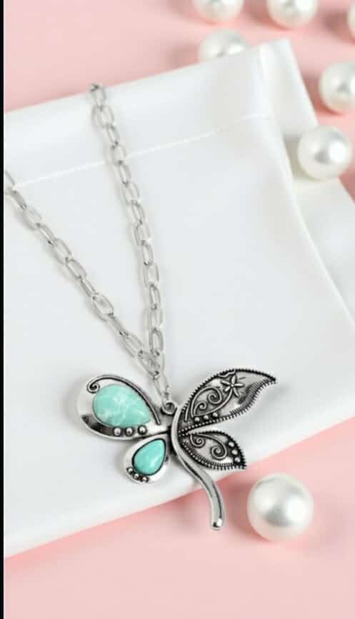 🦋 Turquoise Butterfly Necklace ~ READY TO SHIP