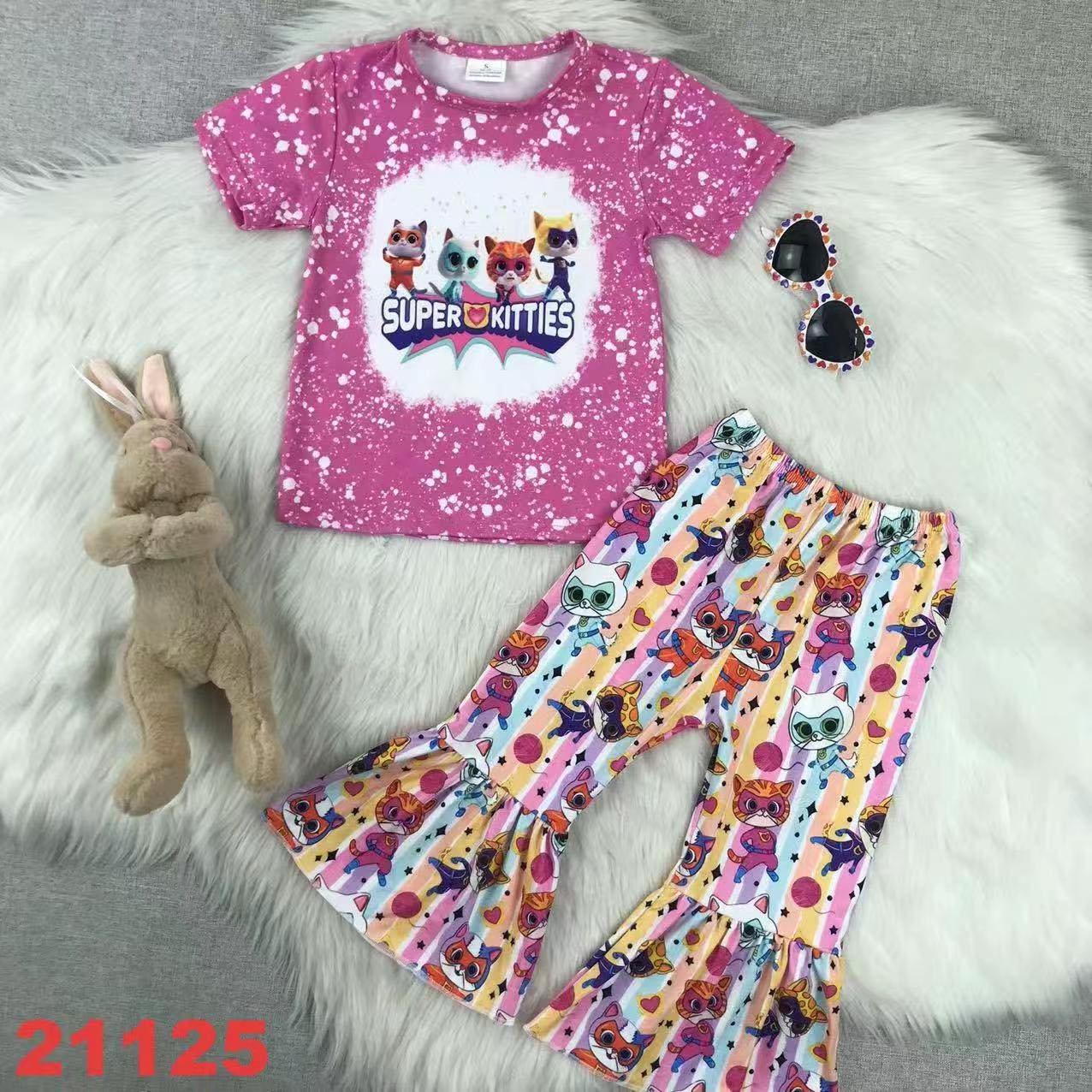 Super Kitties Bell-Bottom Set –Milk Silk Girls Outfit