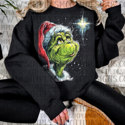 Green Guy Looking at the Star COLOR DESIGN SWEATSHIRT