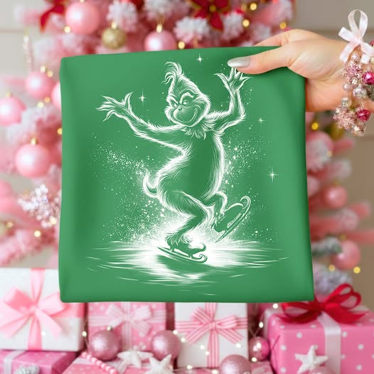 Skating Green Guy Graphic Tee – Vintage Christmas T-Shirt