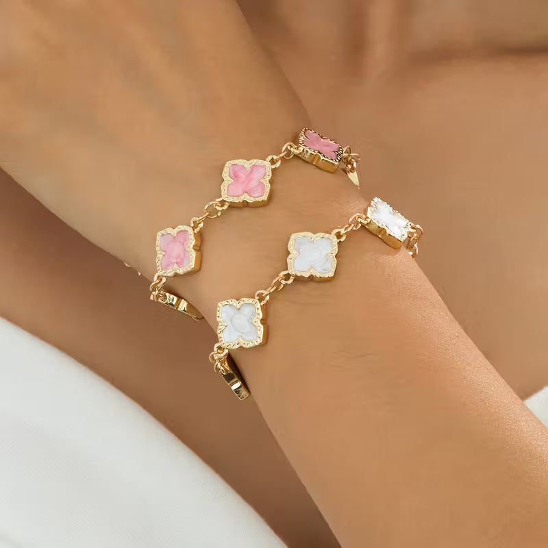 ✨Clover Cross Gold Bracelet Pink or White
