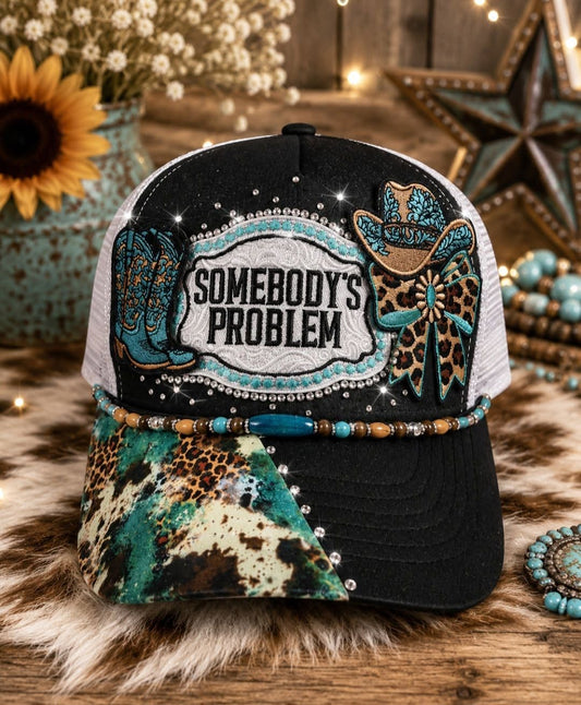 Somebody's Problem Turquoise Trucker Hat