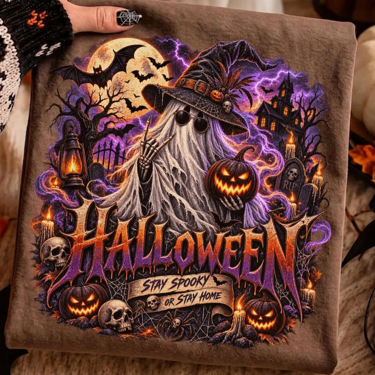 Halloween Spooky Ghost  ~CHOOSE T SHIRT, SWEATSHIRT, HOODIE