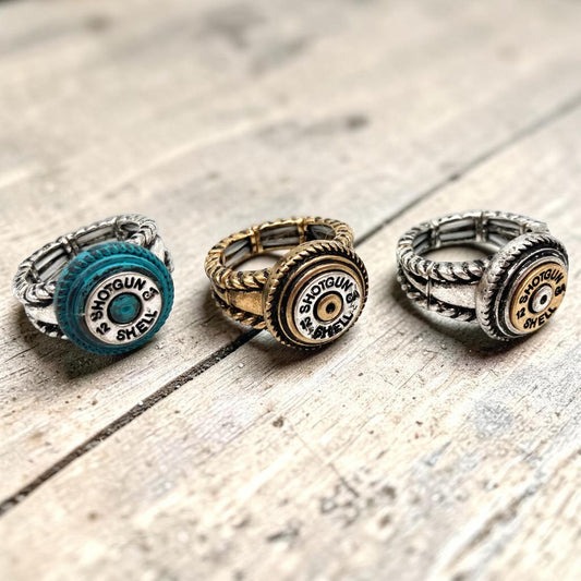 🤠🔥 12 Gauge Shotgun Shell Western Stretch Ring