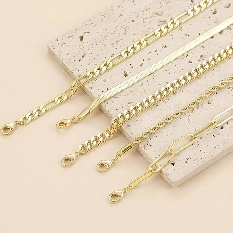 5 piece waterproof gold bracelet set