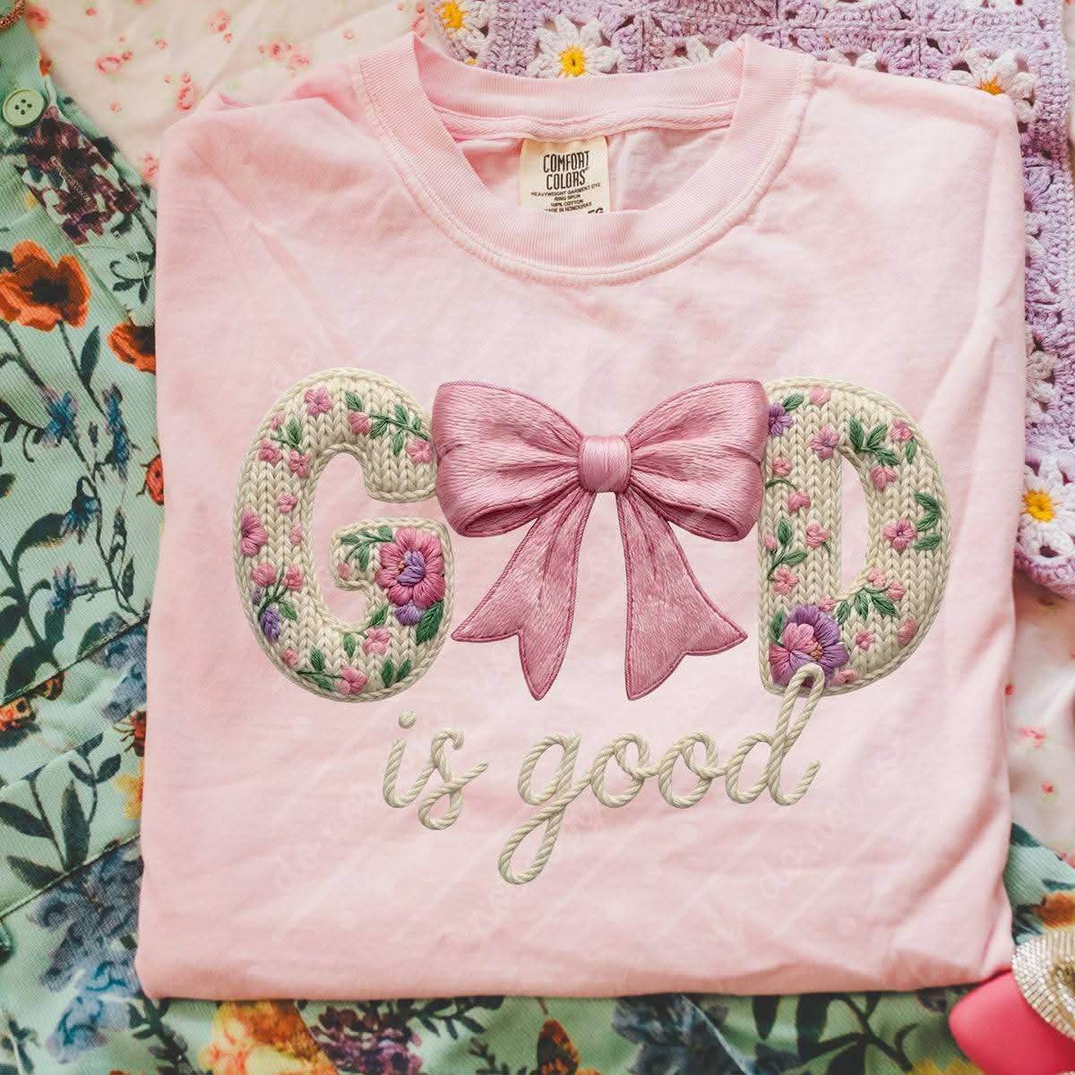 God is Good Faux Yarn T SHIRT