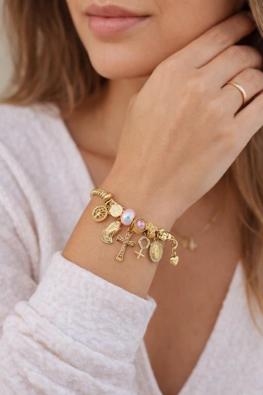 ✨💛 Faith & Protection Charm Bracelet – Gold Tone