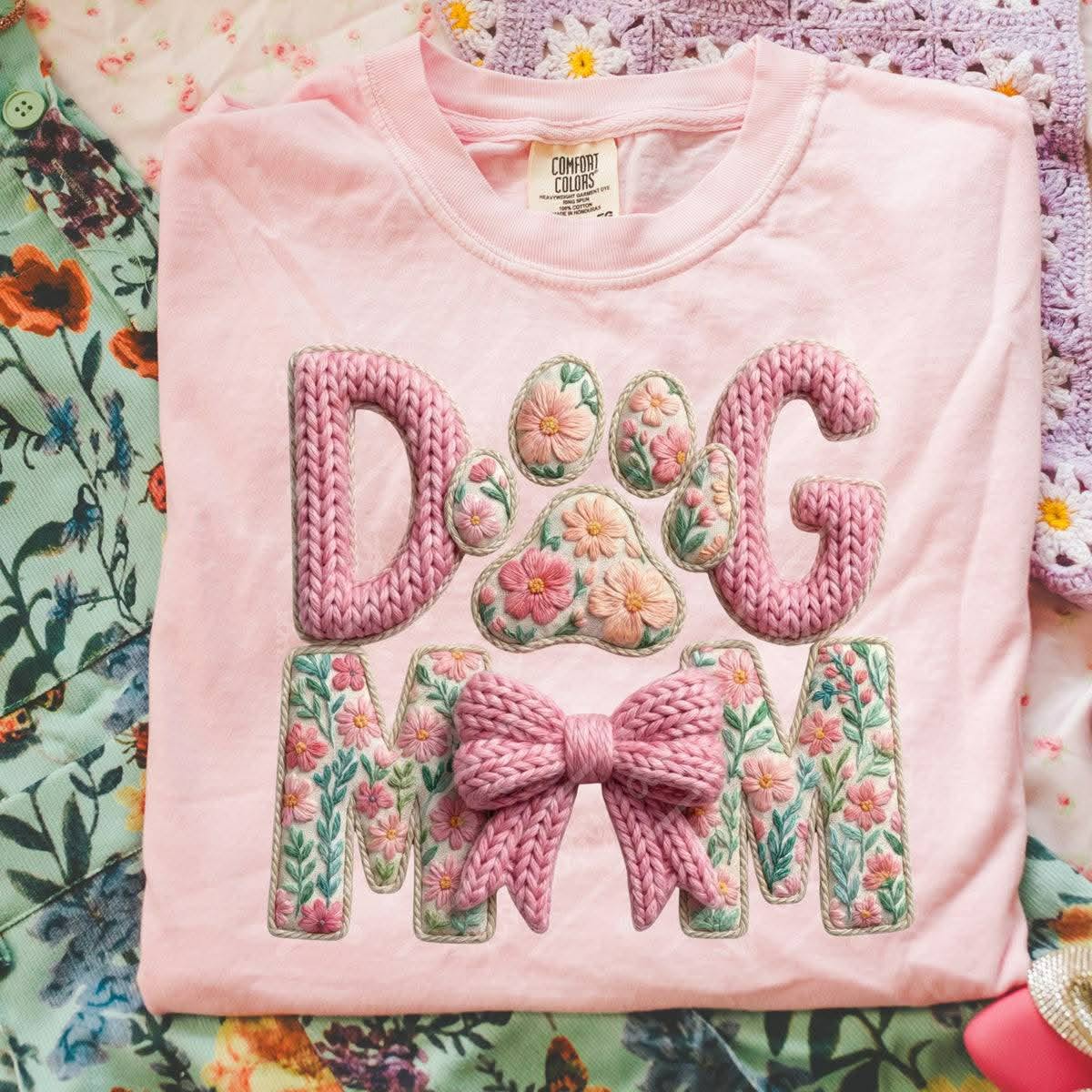 Dog Mom Faux Yarn T SHIRT