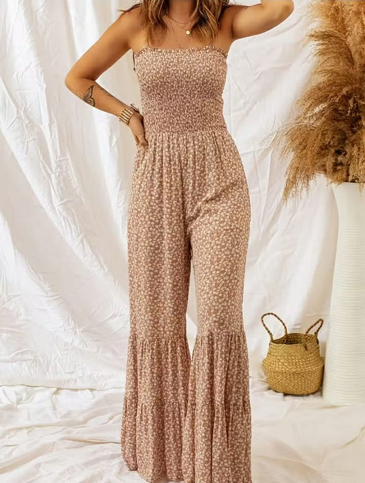 Boho Bloom Smocked Floral Jumpsuit
