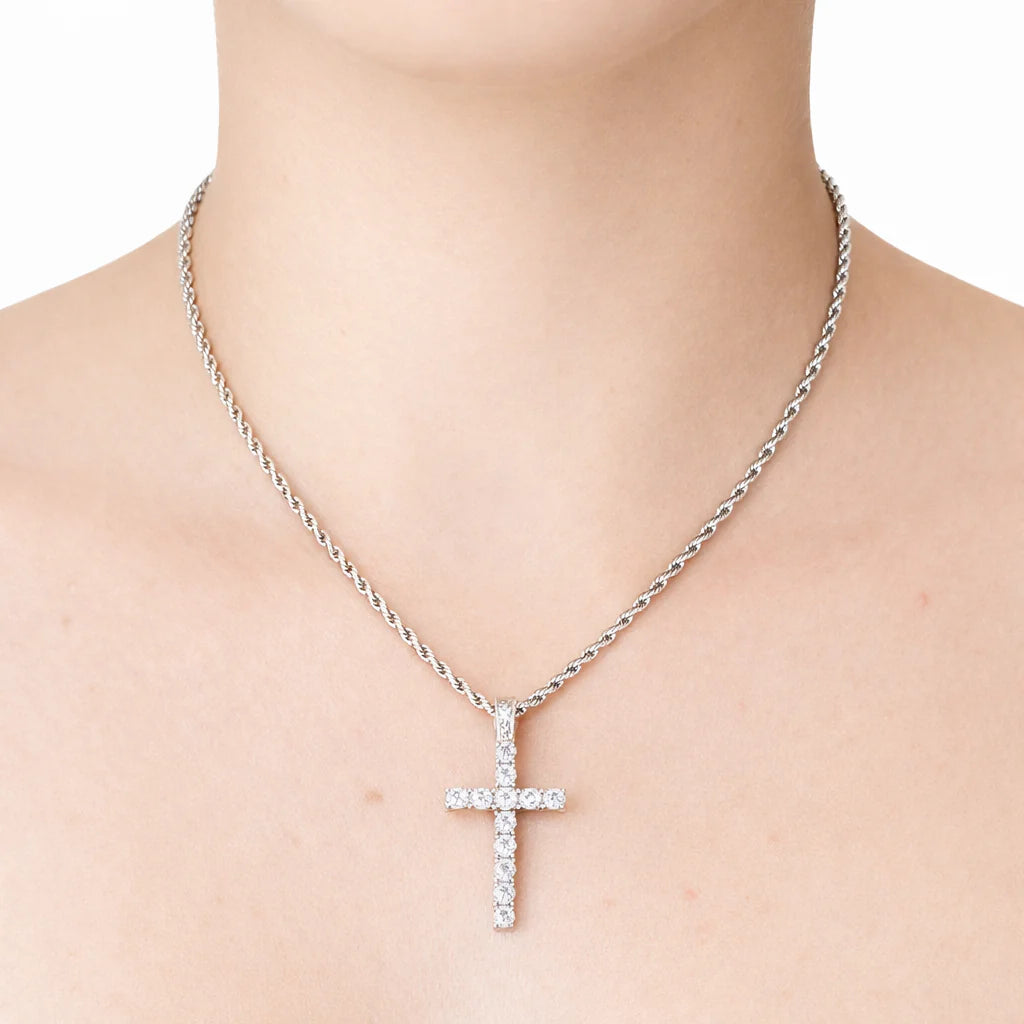 Angela Gold Rope Cross Necklace