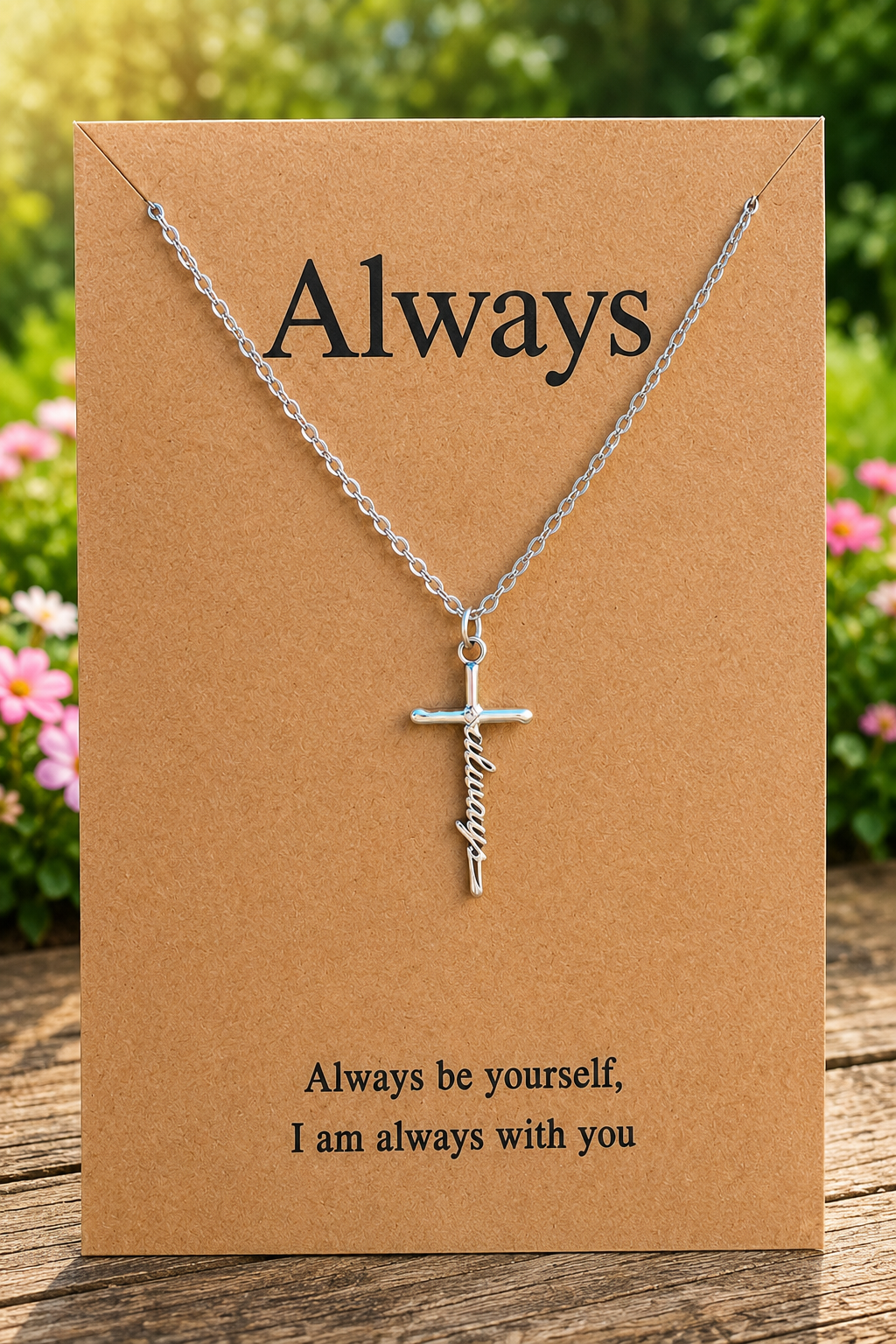 Waterproof Inspirational Cross Necklaces with Message Card