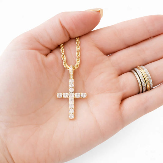 Angela Gold Rope Cross Necklace