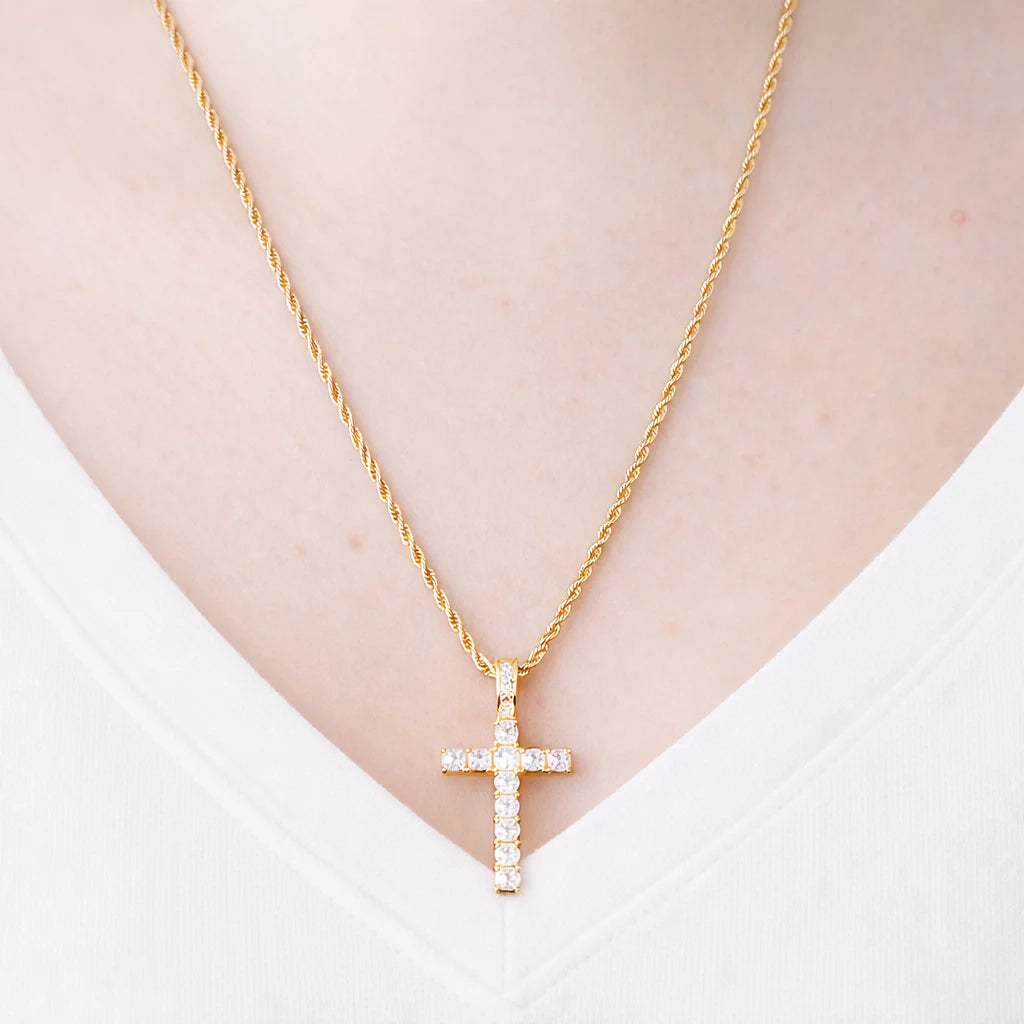 Angela Silver Rope Cross Necklace