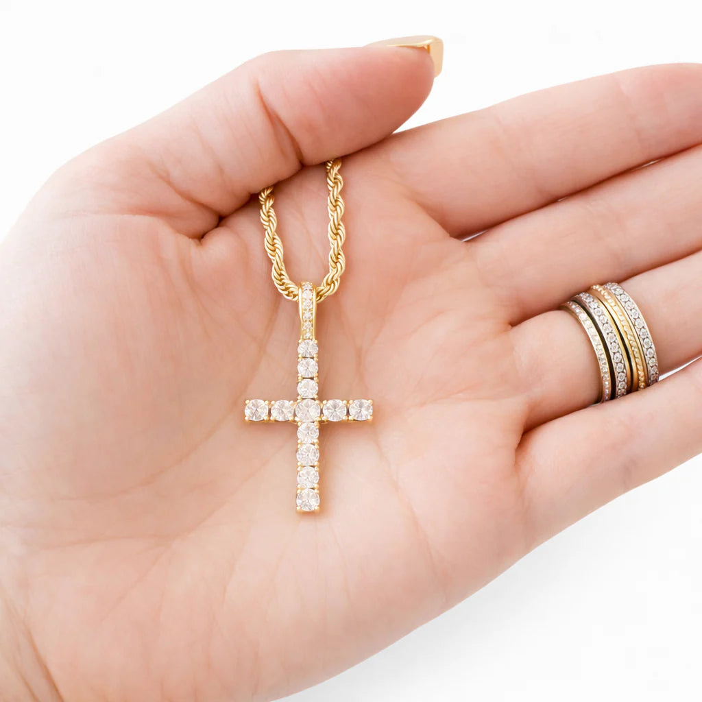 Angela Silver Rope Cross Necklace
