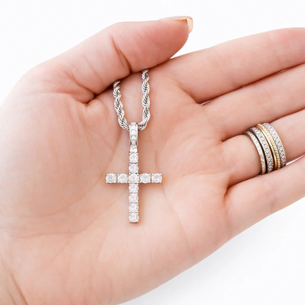 Angela Gold Rope Cross Necklace