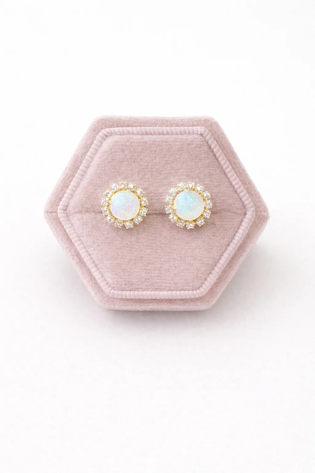 Aurora Opal Halo Stud Earrings